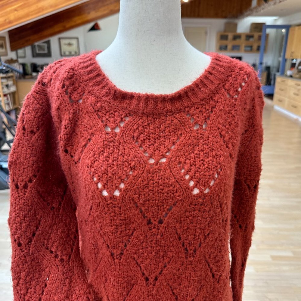 Layered Sweater With Button Up Back. Rust Color S… - image 3